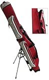 Mistrall Funda rígida para cañas de pescar (3 compartimentos, 160 cm), color rojo y plateado
